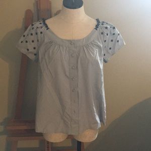 Powder blue button down blouse